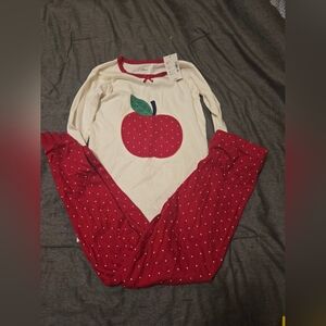 Gymboree Cream and Red Apple Pajama Set